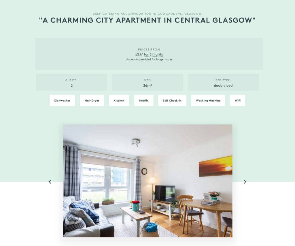 holiday home website for bookings in Dundee